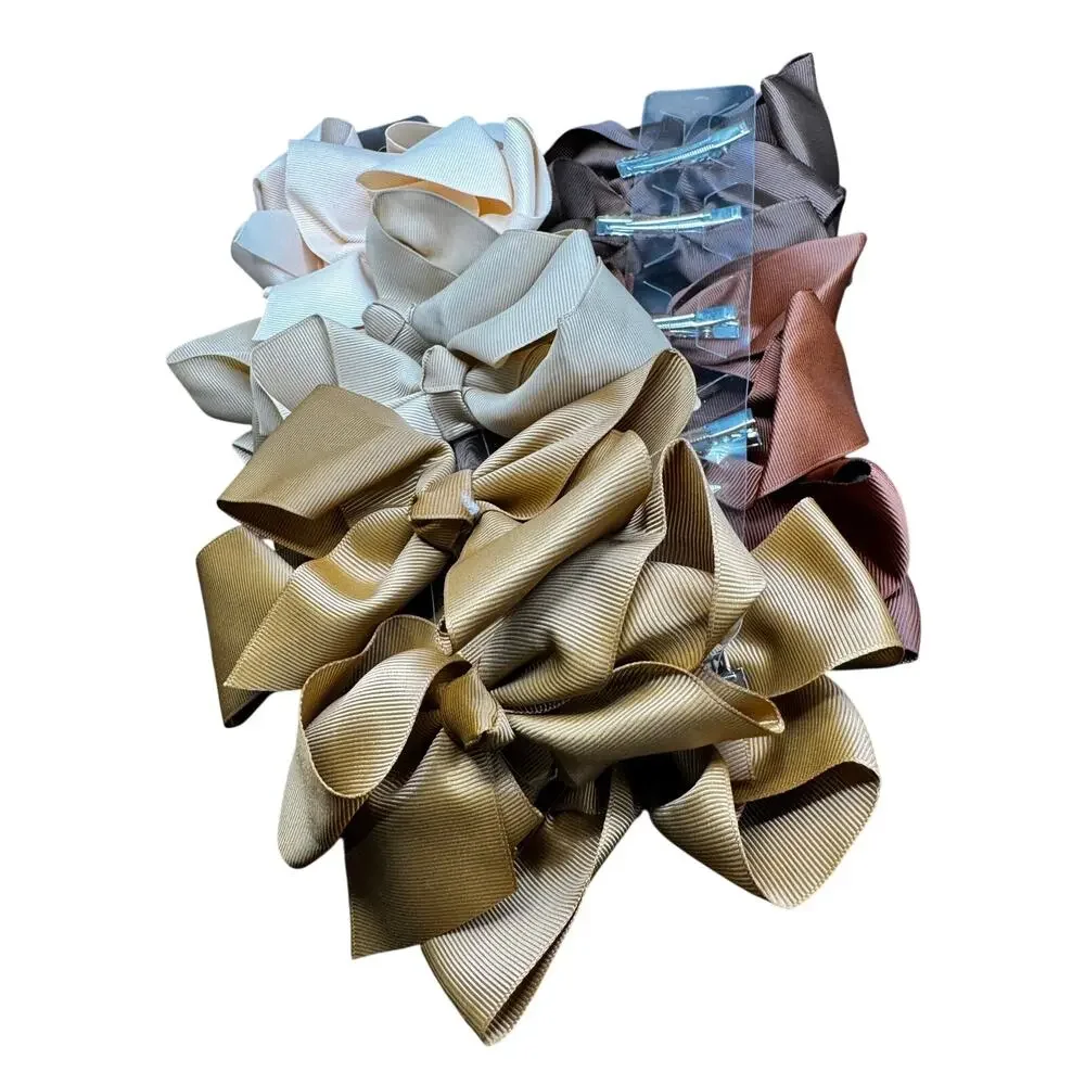 NWT Set of 12 Neutral Colored Claw Hair Bows(5ish Inches Each)